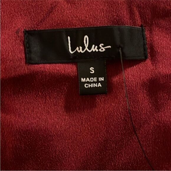 Lulus NWT Lisette Burgundy Satin One-Shoulder Mini Dress Size Small - Picture 8 of 8